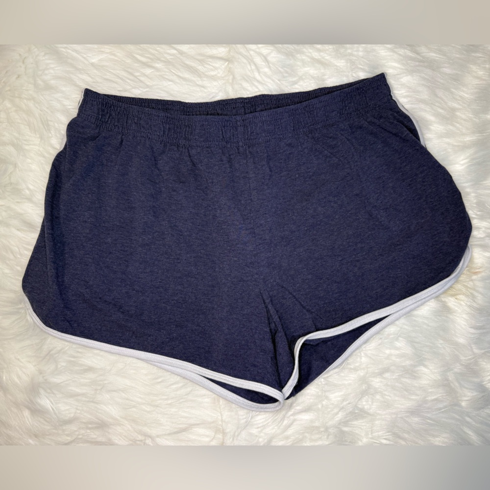Navy Blue Athletic Shorts with White Trim